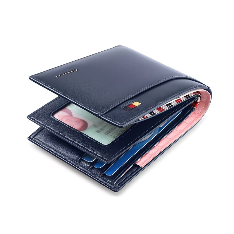 Men’s Genuine Leather Slim Wallet Card Holder with Coin Pocket