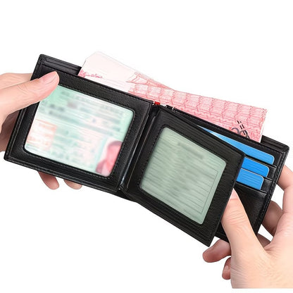 Men’s Genuine Leather Slim Wallet Card Holder with Coin Pocket