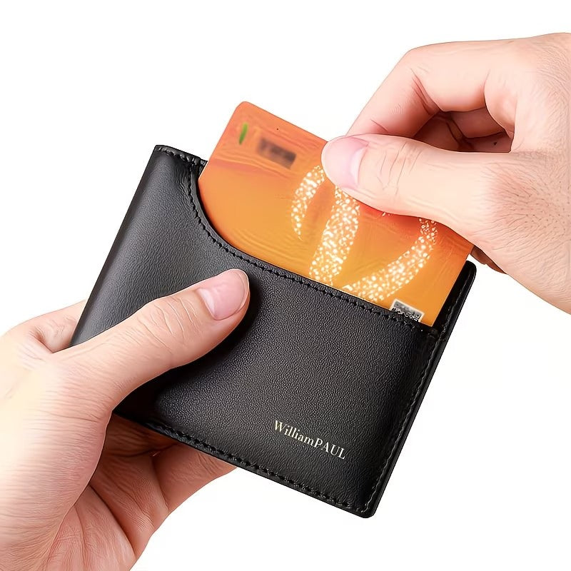 Men’s Genuine Leather Slim Wallet Card Holder with Coin Pocket