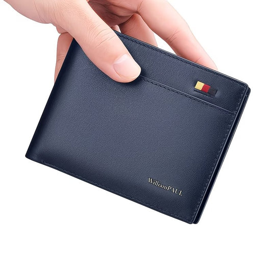 Men’s Genuine Leather Slim Wallet Card Holder with Coin Pocket