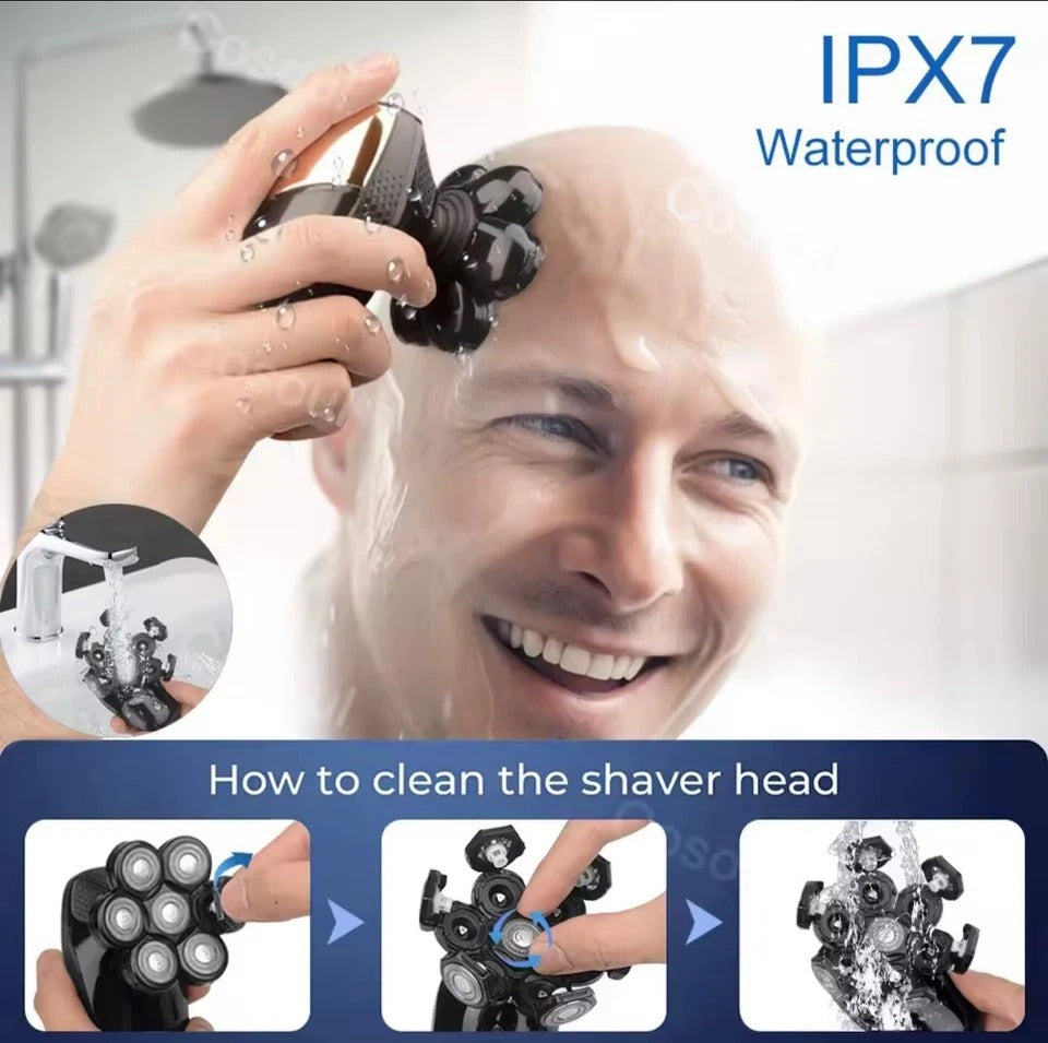 Men Electric Head Shaver Bald Beard Trimmer Rechargeable Rotary Razor