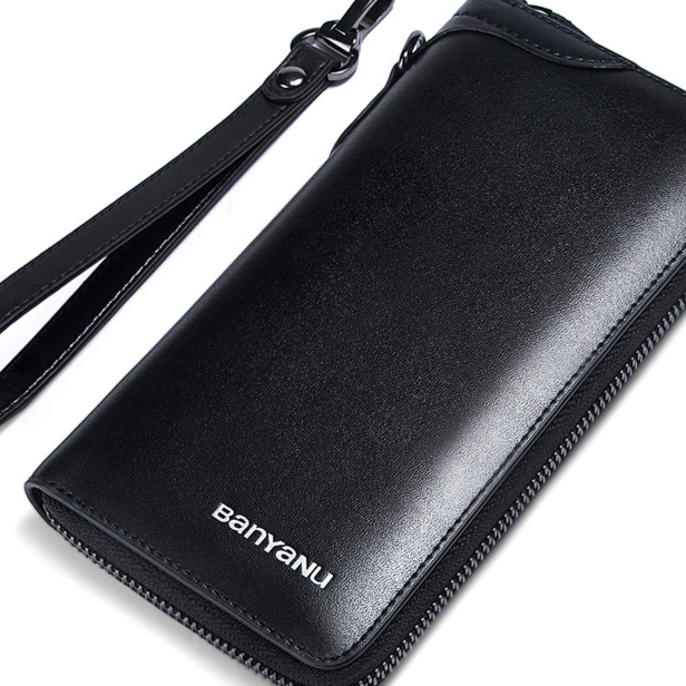 Men's Retro Cowhide Zipper Wallet