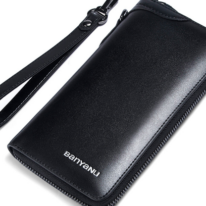 Men's Retro Cowhide Zipper Wallet