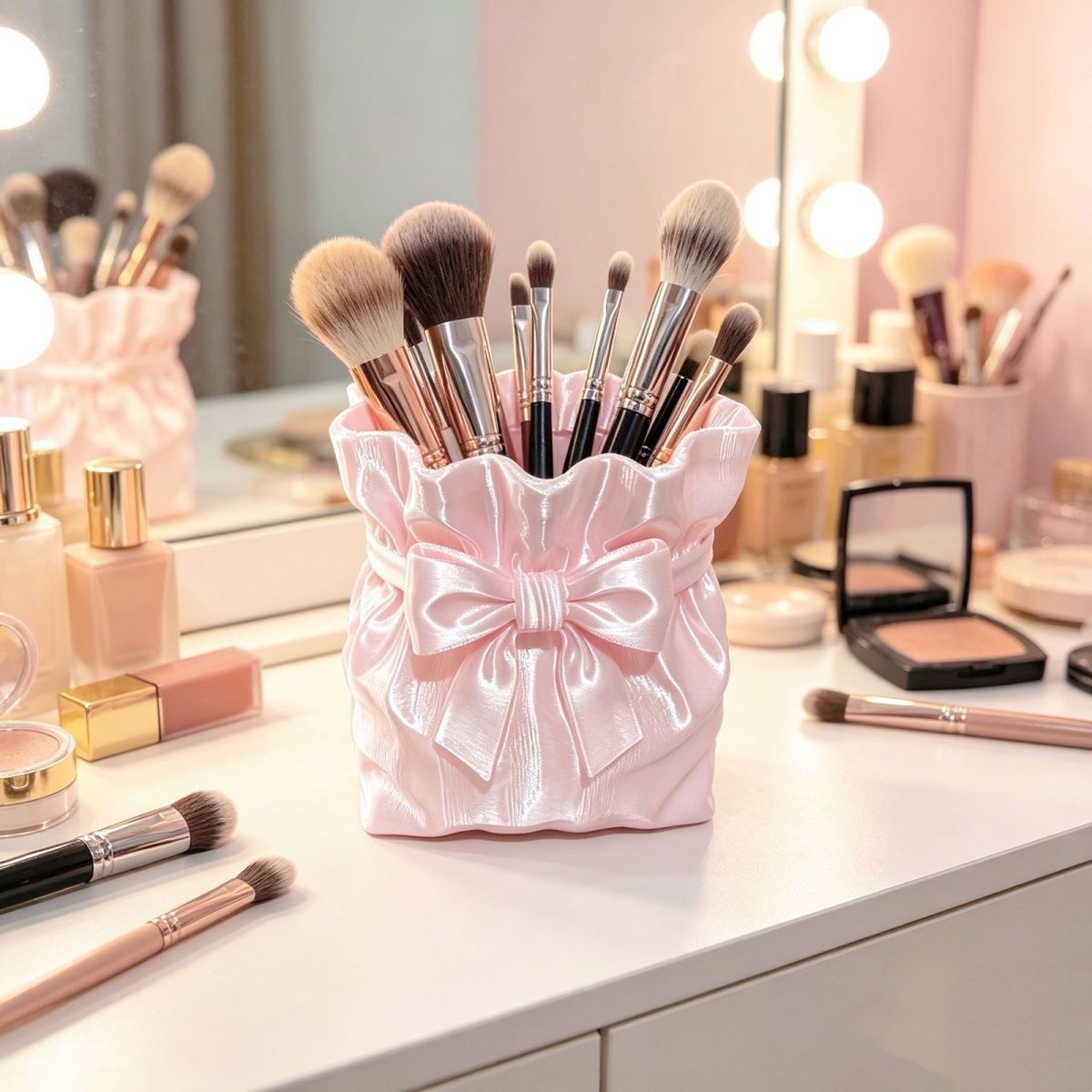 Satin Bow Storage Organizer