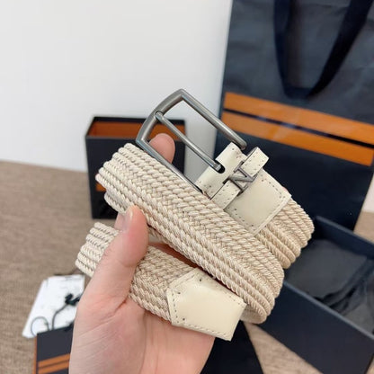 Woven Elastic Leather Belt