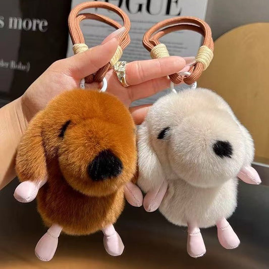 Fluffy Puppy Plush Keychain