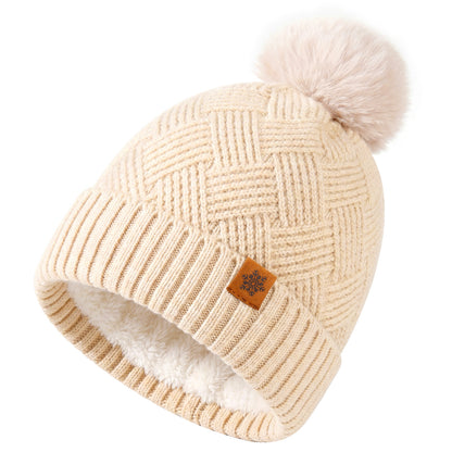 Women's Knitted Winter Hat with Earflaps Fleece Lined