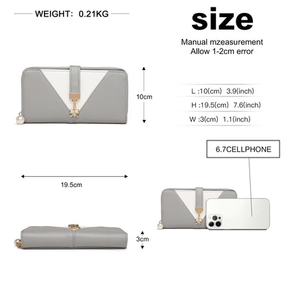 Miss Lulu Women’s Tri-Color PU Leather Long Wallet Clutch