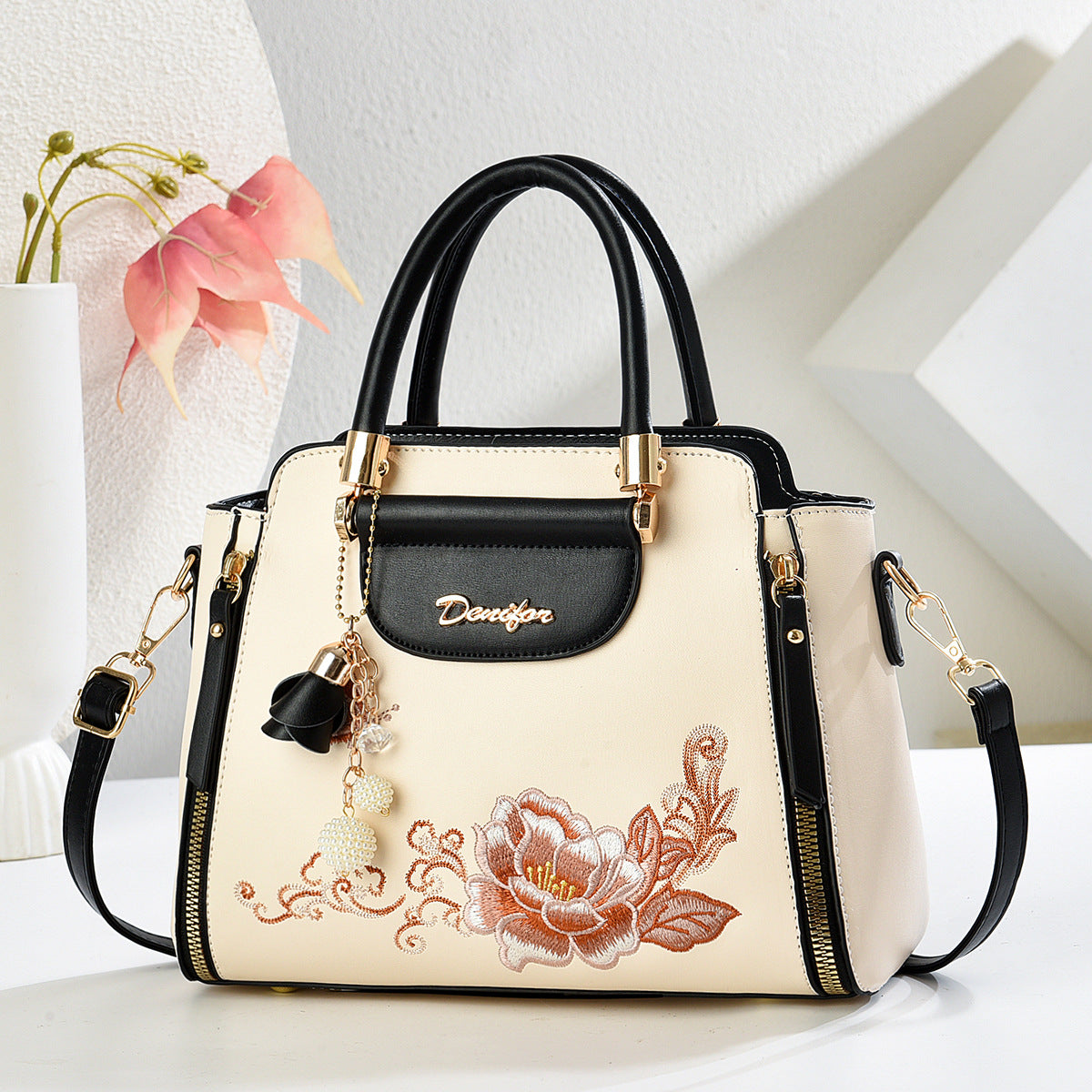 Women's Floral Embroidered Handbag