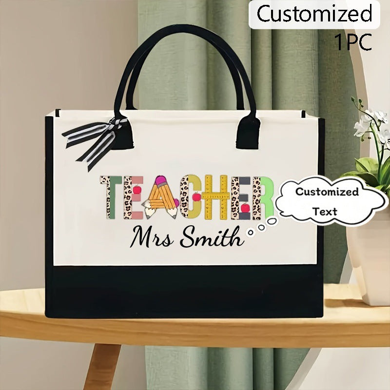 Initial Flower Tote Bag