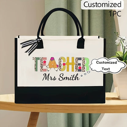 Initial Flower Tote Bag