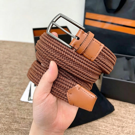 Woven Elastic Leather Belt