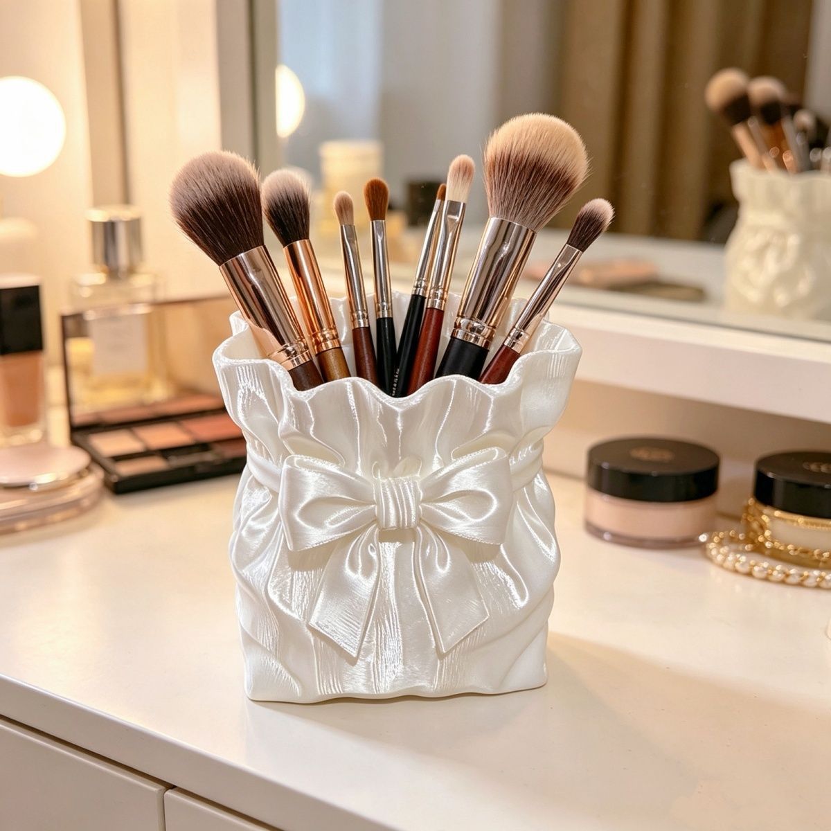 Satin Bow Storage Organizer